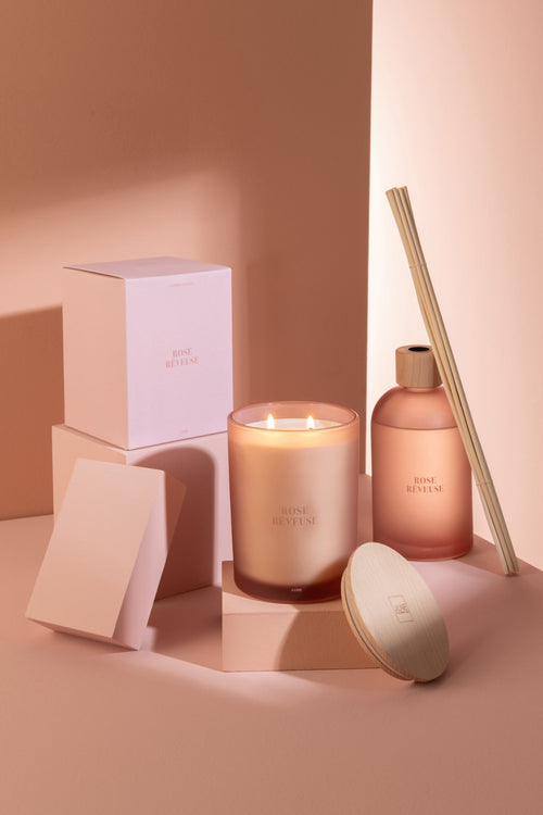 J-Line geurstokjes Accords Essentiels - Rose Rêveuse - roze - 550 ml