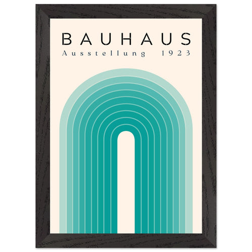 Artfulprints Poster met Lijst Bauhaus - Turquoise rainbow   - A4 21x29.7 cm - Turquoise