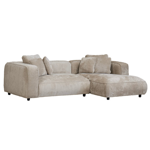 Giga Meubel Chaise Longue Rechts Nantes - Beige - Stof/Textiel - 250x160x70cm