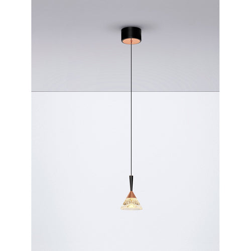 Nova Luce PALUZ Slanke hanglamp voor aan het plafond, roségoud, matzwart, LED, 7W, 345lm, 3000K