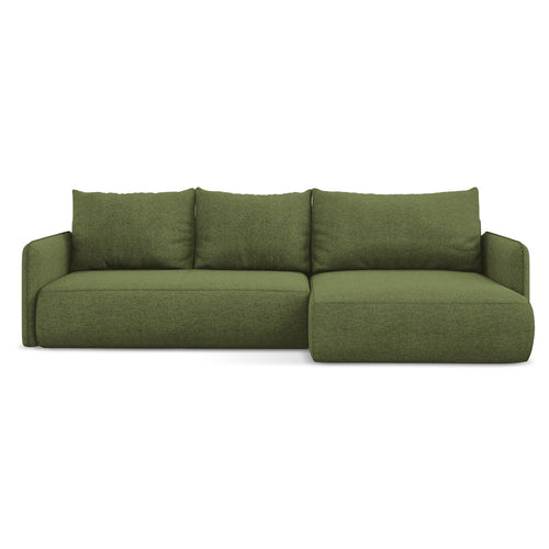 LaMiaSofa hoekbank rechts Palermo - chenille stof - flessengroen - 240x148x86