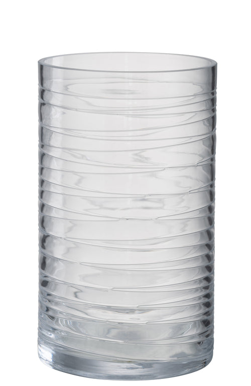 J-Line windlicht Strepen - glas - transparant - large - vtwonen shop
