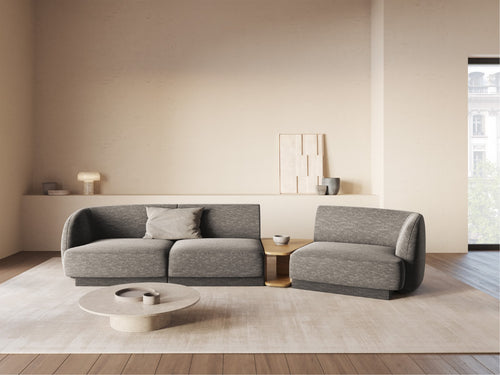Micadoni Rechte modulaire bank Miley 3-zits, chenille, grijs - 126x303x70cm