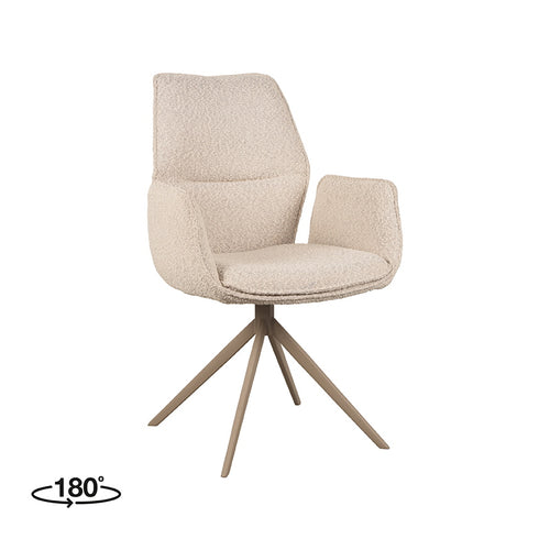LABEL51 Eetkamerstoel Mellow - Naturel/taupe - Zithoogte 50cm