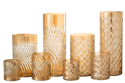 J-Line windlicht Diamant - glas - goud - extra large - 2 stuks - vtwonen shop