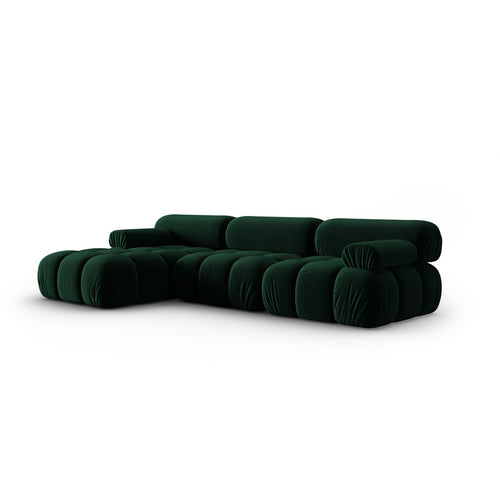 Cosmopolitan Design - Modulaire hoekbank links Cortina 4-zits, flueel flessengroen - 155x282x70cm