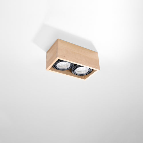 Sollux Lighting Plafondlamp QUATRO 2 naturel hout - 27x14x10cm