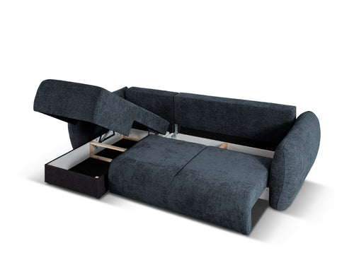 Cosmopolitan Design Uitklapbare hoekbank links met opbergdoos Matera 4-zits, chenille, koningsblauw - 173x253x86cm