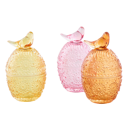 J-Line voorraadpot Ovaal - glas - mix - set van 3
