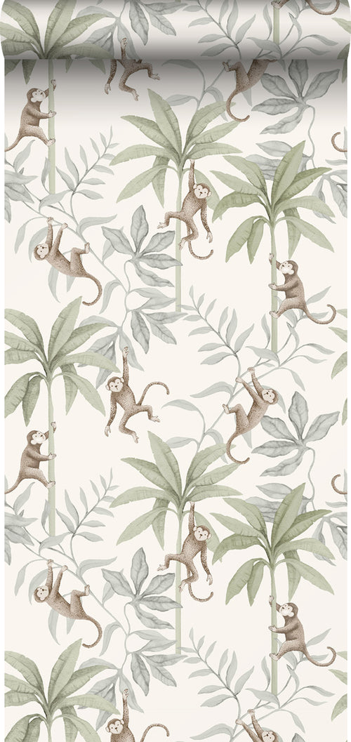 Borastapeter behang jungle dieren groen - 53 cm x 10.05 m - 660620 - vtwonen shop