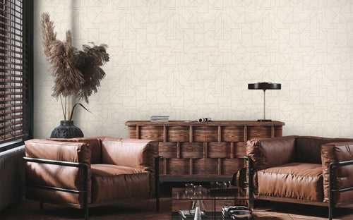 Livingwalls behang grafisch motief wit, crème en bronze - 53 cm x 10.05 m - AS-391181
