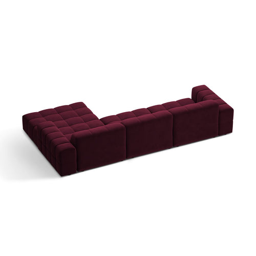 Cosmopolitan Design - Rechter hoekbank Chicago 4-zits, flueel bordeaux - 167x294x78cm