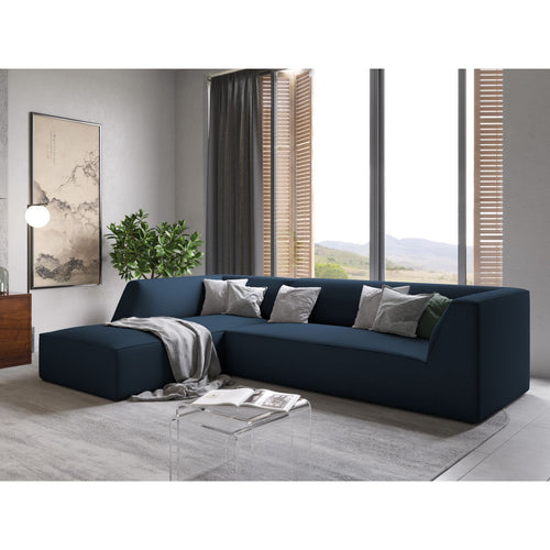 Cosmopolitan Design - Modulaire hoekbank links Siena 4-zits, structurele stof marineblauw - 180x273x69cm