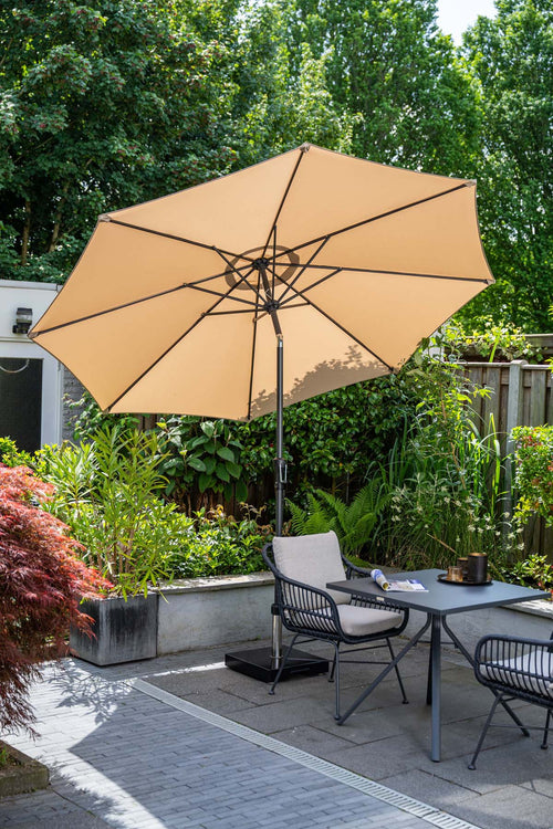 Lotus parasol - Ø300 cm - carbon black - taupe