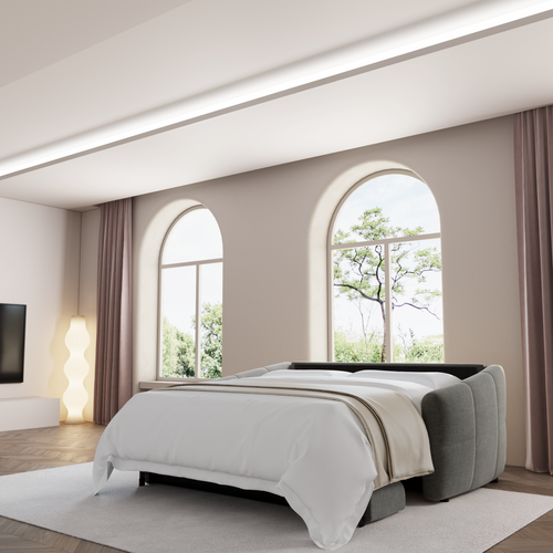 Sia Home - Dunlopillo-slaapbank 140 cm NORA - fluweel grafietgrijs 225cm