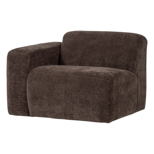 WOOOD 1-zits bank arm links Mojo Base - Ribstof - Bruin - 74x105x97