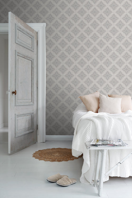 Borastapeter behang tegelmotief grijs - 53 cm x 10.05 m - 660053 - vtwonen shop