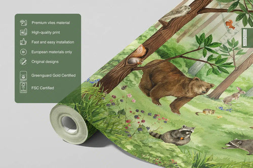 Sanders & Sanders fotobehang bosdieren groen en bruin - 375 x 270 cm - 601436