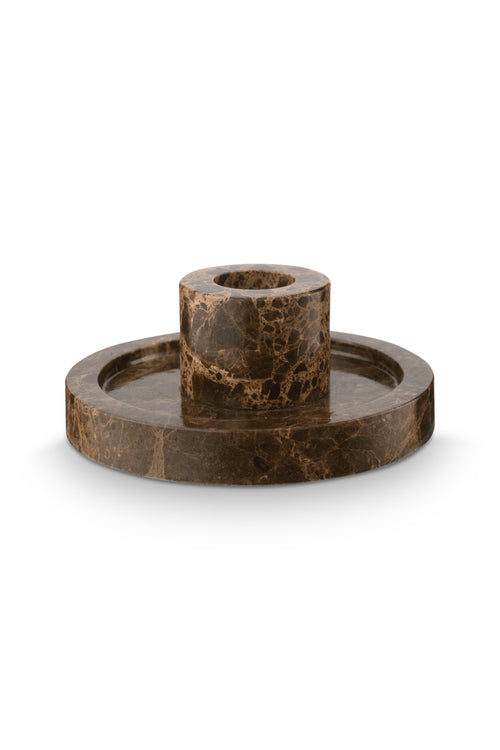 vtwonen Kandelaar marmer - Bruin - 10.2x4cm - set van 2 - vtwonen shop