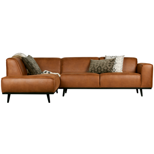 WOOOD hoekbank links Statement - Ecoleer - Cognac - 77x274x210 - vtwonen shop