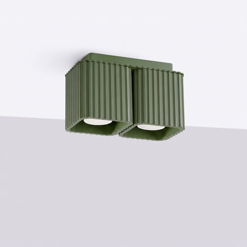 Sollux Lighting Plafondlamp RIFF 2 olijfgroen GU10 - 20,5x10x12cm