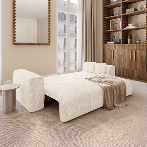 Premium Interiors - Slaapbank met opbergruimte COMO - corduroy crème 254cm