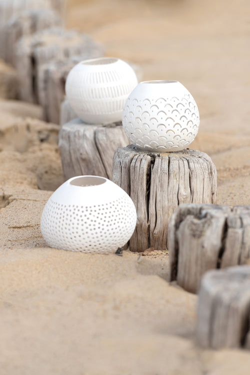 J-Line theelichthouder Kokosnoot - jute - wit - 2 stuks - vtwonen shop