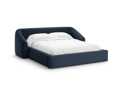 Cosmopolitan Design Opbergbed met hoofdeinde Campi 200x180cm structurele stof koningsblauw - 230x248x80cm
