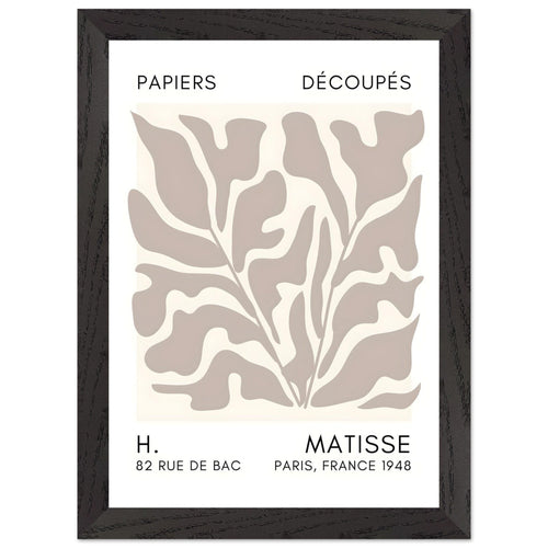 Artfulprints Poster met Lijst Matisse – Seabed shapes grey   - A4 21x29.7 cm - Grijs