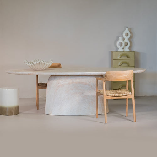 Giga Meubel Eettafel Myrna - Ovaal - Travertinlook - 240cm - vtwonen shop