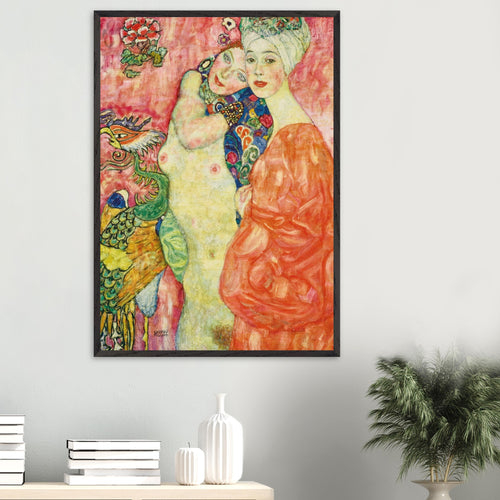 Artfulprints Poster met Lijst Gustav Klimt - The women friends   - A4 21x29.7 cm - Roze