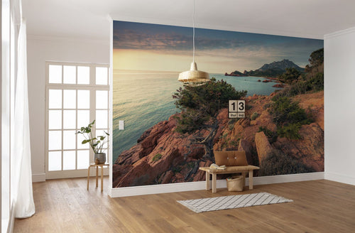 Sanders & Sanders fotobehang landschap beige, groen en blauw - 450 x 280 cm - 612652