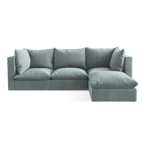 LaMiaSofa hoekbank rechts Ravenna - textuurstof - jeans - 255x165x77