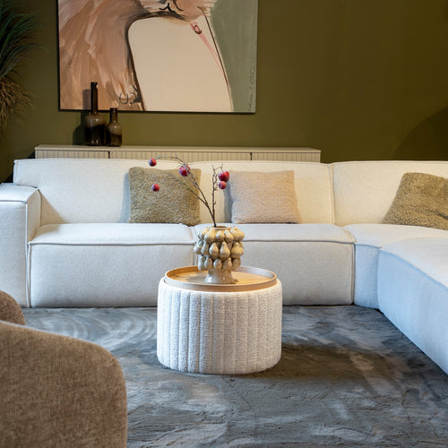 DÉJA Living Salontafel Angela - Beige/Naturel - Ø55cm - Incl. Opbergruimte