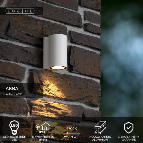 Lucide wandlamp AKRA - Geïntegreerde LED - Wit