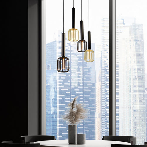 Dulwich Plafondhanger met 4 lichtbalken, zwart