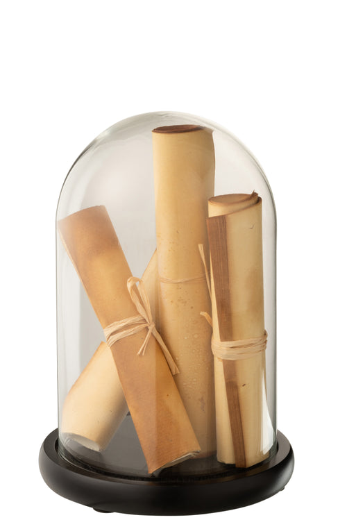 J-Line decoratie Stolp Perkament - papier/glas - bruin - small - vtwonen shop