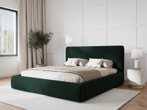 Cosmopolitan Design Opbergbed met hoofdeinde Colonel 140x200cm, flueel, flessengroen - 220x160x100cm