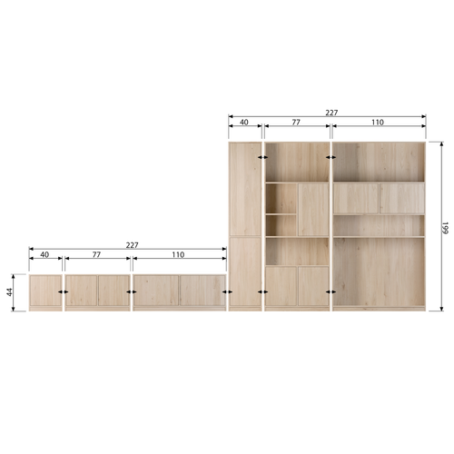 vtwonen onderkast Modulair - Eikenhout Fineer - Naturel - 44x77x40