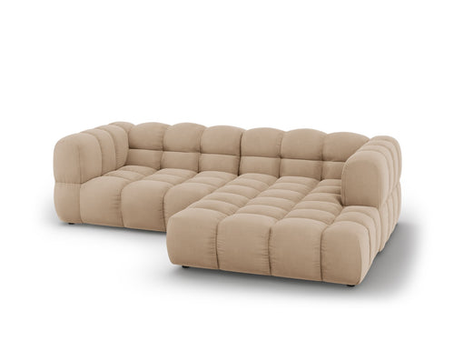 Cosmopolitan Design Modulaire hoekbank rechts Sky 3-zits, flueel, zand - 162x244x70cm