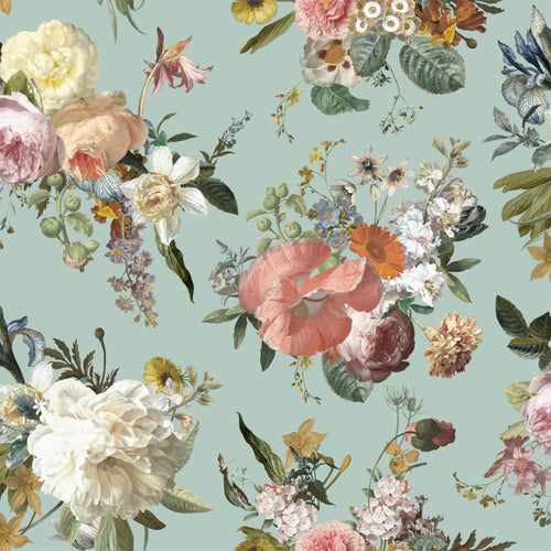 ESTAhome behang vintage bloemen vergrijsd groen - 53 cm x 10.05 m - 139366