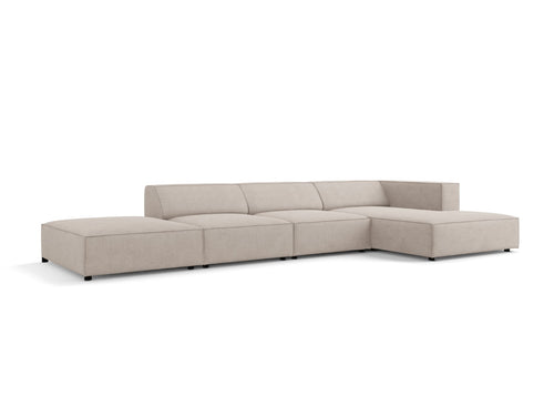 Cosmopolitan Design rechter hoekbank Arendal 5-zits, chenille met ribbeleffect, donkerbeige - 166x341x70cm