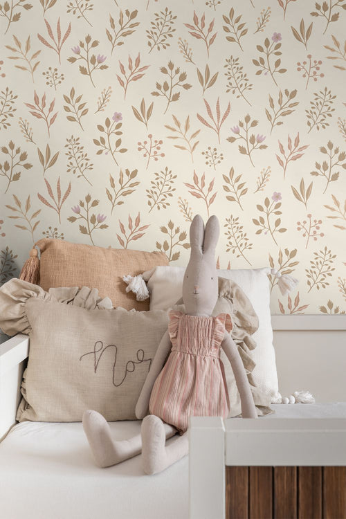 ESTAhome behang bloemmotief in Scandinavische stijl beige - 53 cm x 10.05 m - 139738