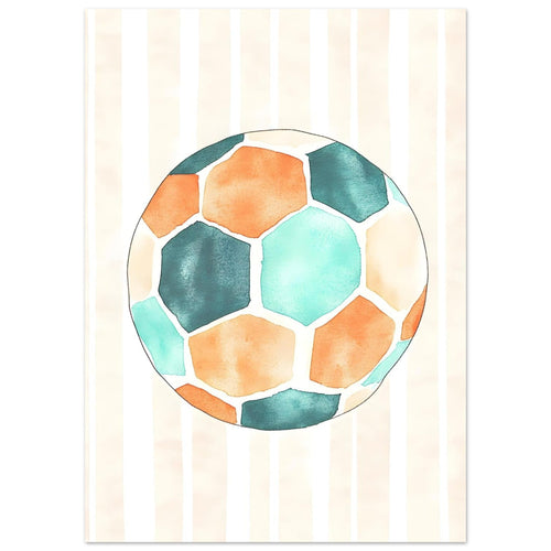 Artfulprints  Blauw oranje voetbal   poster 50x70 cm - vtwonen shop