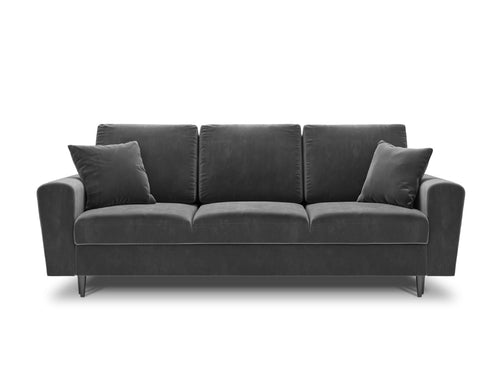 Cosmopolitan Design Slaapbank met opbergdoos Kyoto 3-zits, flueel, lichtgrijs - 100x235x88cm