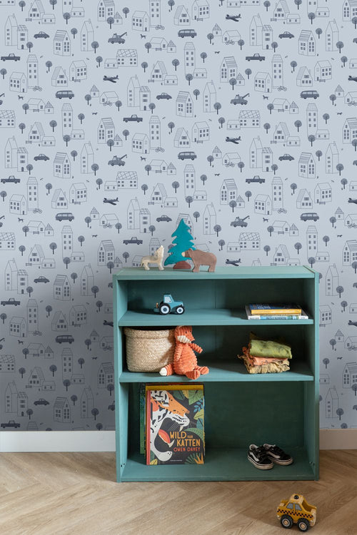 ESTAhome behang voertuigen blauw - 50 x 900 cm - 131823