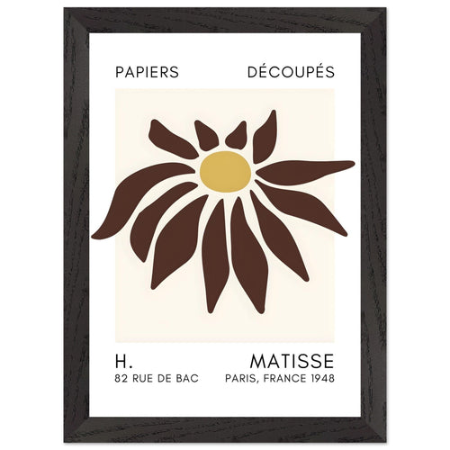 Artfulprints Poster met Lijst Matisse – Deep sea dance brown   - A4 21x29.7 cm - Bruin