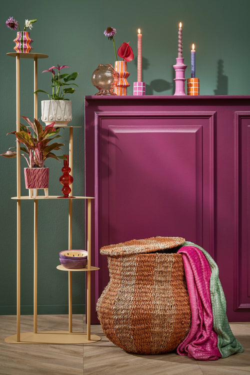 Mica Decorations Tacoma Opbergmand met Deksel - H47 x Ø50 cm - Jute - Geel - vtwonen shop