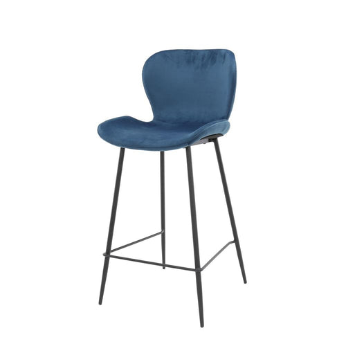 Giga Meubel Barstoel Velvet - Blauw - Set van 4 - vtwonen shop