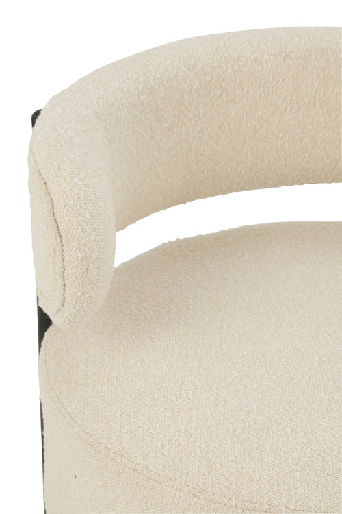 J-Line loungestoel Bouclé - multiplex/polyester - wit/zwart